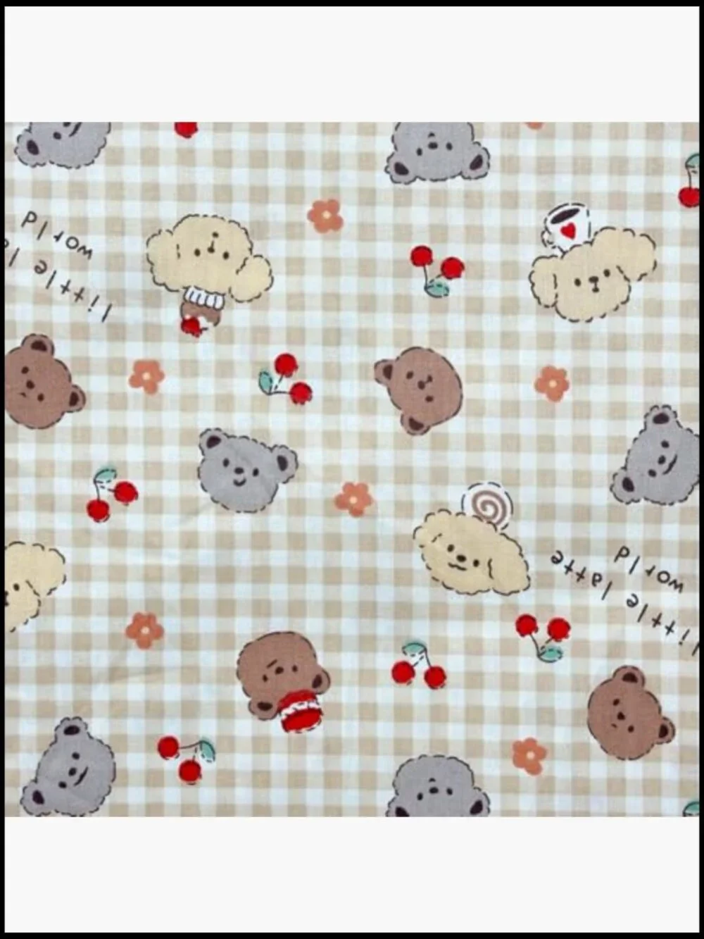 24 Precut Cotton Fabric Squares 10x10 Inch Bear Print Quilting Patchwork Craft